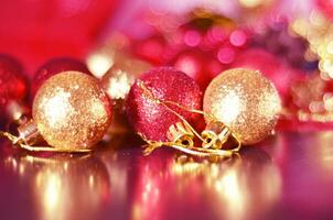 Christmas decoration balls. Free space for text photo