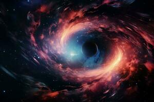 Infinite Black hole colorful galaxy. Generate Ai photo