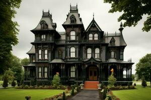 Elaborate Beautiful victorian cute mansion. Generate Ai photo