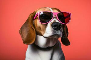 Studious Beagle wearing glasses. Generate Ai photo