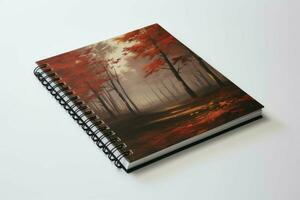 Efficient Functional Autumn forest writing notebook. Generate Ai photo