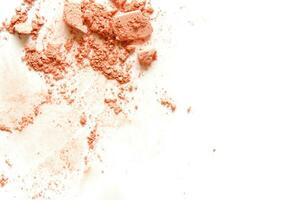 Coral eyeshadow and blush isolated on white background . - Image photo