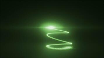 abstrait vert en volant ligne de points et lumineux particules de énergique magique brillant spirales dans le forme de une Noël Nouveau année arbre video