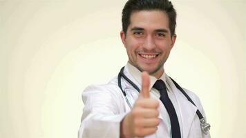 Successful doctor showing thumbs up video