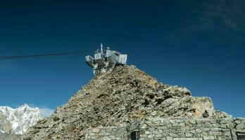 the Sky Way cable car, on Mont Blanc in Courmayeur, in the Aosta Valley in July 2023 during a summer holiday photo