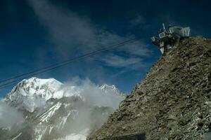 the hellbronner peak station, the last stop of the panoramic skyway cable car in Courmayeur, in the Aosta Valley photo