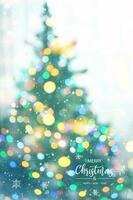 defocused light bokeh of christmas light tree,happy new year and Christmas holiday background photo