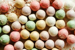 Colorful balls of blush powder close up. - Image photo