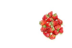 Creative fresh strawberries pattern background with copy space. Food concept.  Top view. - Image. photo