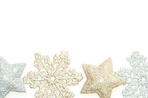 Christmas background with shining snowflakes and stars. photo