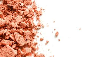 Coral eyeshadow and blush isolated on white background . - Image photo