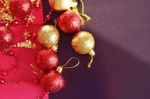 Christmas decoration balls. Free space for text photo