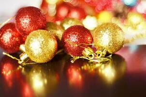 Christmas decoration balls. Free space for text photo