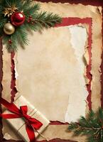 Christmas Vintage Paper Background AI Generative photo