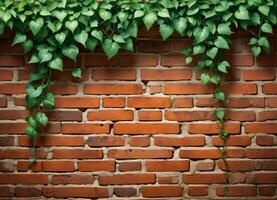 Brick Wall and Vine Texture Background AI Generative photo