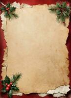 Christmas Vintage Paper Background AI Generative photo