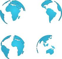 Planet globe world vector earth map. Modern vector concept blue continent of future.