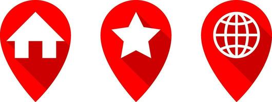 iconos del mapa. puntero marcador. icono de vector de ubicación de pin. símbolo de navegación gps.