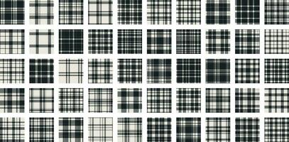 Black and white seamless pattern design. Set vector background, buffalo plaid fabric design.