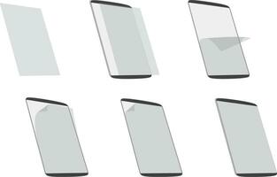 set apply screen protector tablet computer vector