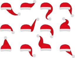 Santa hat vector. Set christmas red hats isolated on white. vector