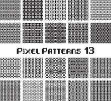 Pixel pattern seamless, black and white color. Patterns set in retro design. vector