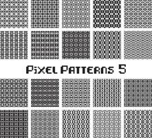 Pixel pattern seamless, black and white color. Patterns set in retro design. vector