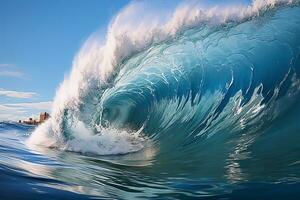 un grande azul Oceano ola. paisaje marino.generativo ai foto