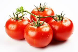 Tomato. Fresh tomato with water droplets on white isolated background.Generative AI photo