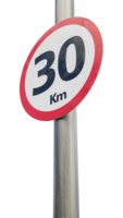 30 km speed limit sign. Thirty kilometer sign 3d render png