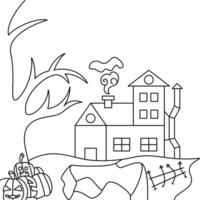 line art house vector illustration. used for happy halloween. editable stroke