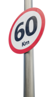 60. km Rapidez limite placa. sessenta quilômetro placa 3d render png