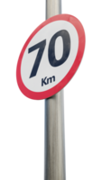 70 km speed limit sign. Seventy kilometer sign 3d render png