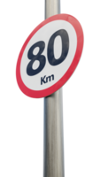 80 km la vitesse limite signe. quatre-vingts kilomètre signe 3d rendre png