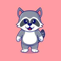 Vector cute cartoon racoon mascot angry isolated