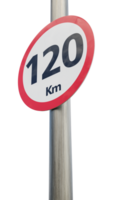 120 km snelheid begrenzing teken. een honderd en twintig kilometer teken 3d geven png