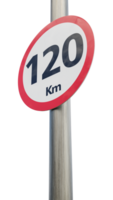 120 km la vitesse limite signe. un cent et vingt kilomètre signe 3d rendre png