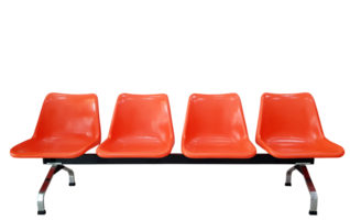 A row of orange chairs PNG transparent