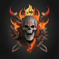 head skull fire mascot and esport gaming logo, AI generated photo