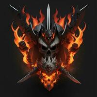 head skull fire mascot and esport gaming logo, AI generated photo