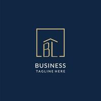 Initial BL square lines logo, modern and luxury real estate logo design vector