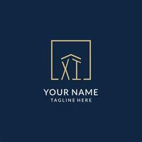 Initial XI square lines logo, modern and luxury real estate logo design vector