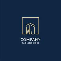 Initial WJ square lines logo, modern and luxury real estate logo design vector