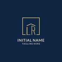 Initial LR square lines logo, modern and luxury real estate logo design vector