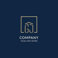 Initial GJ square lines logo, modern and luxury real estate logo design vector