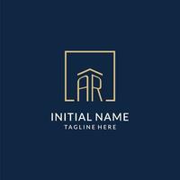 Initial AR square lines logo, modern and luxury real estate logo design vector