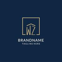 Initial WZ square lines logo, modern and luxury real estate logo design vector