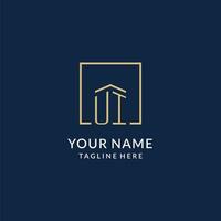 Initial UI square lines logo, modern and luxury real estate logo design vector