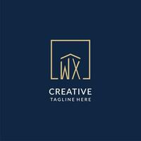 Initial WX square lines logo, modern and luxury real estate logo design vector