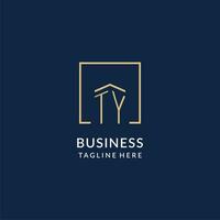 Initial TY square lines logo, modern and luxury real estate logo design vector